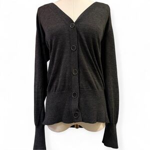 LOFT Timeless Button-Up Sweater Work Wear Cozy Minimalist Button Up